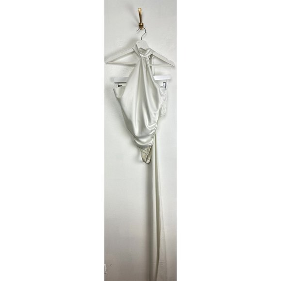 House of CB Tops House Of Cb Farrah Halter Neck Satin Bodysuit In